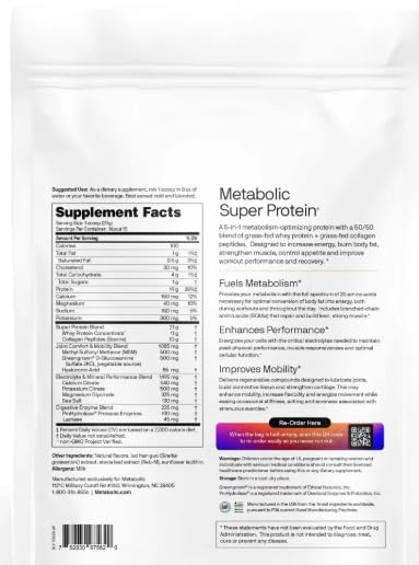 Metabolic Super Protein being poured into a glass for a quick energy boost