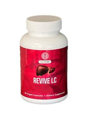 Metacure Revive LC capsules close-up showing vegan, non-GMO ingredients for daily vitality.