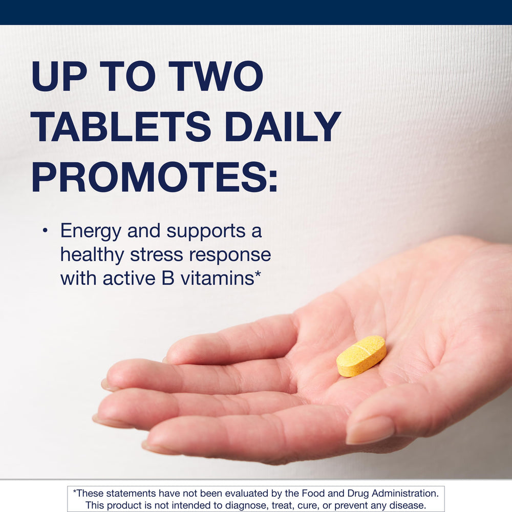Closeup of active B6 and B12 tablets from Metagenics for daily vitality.