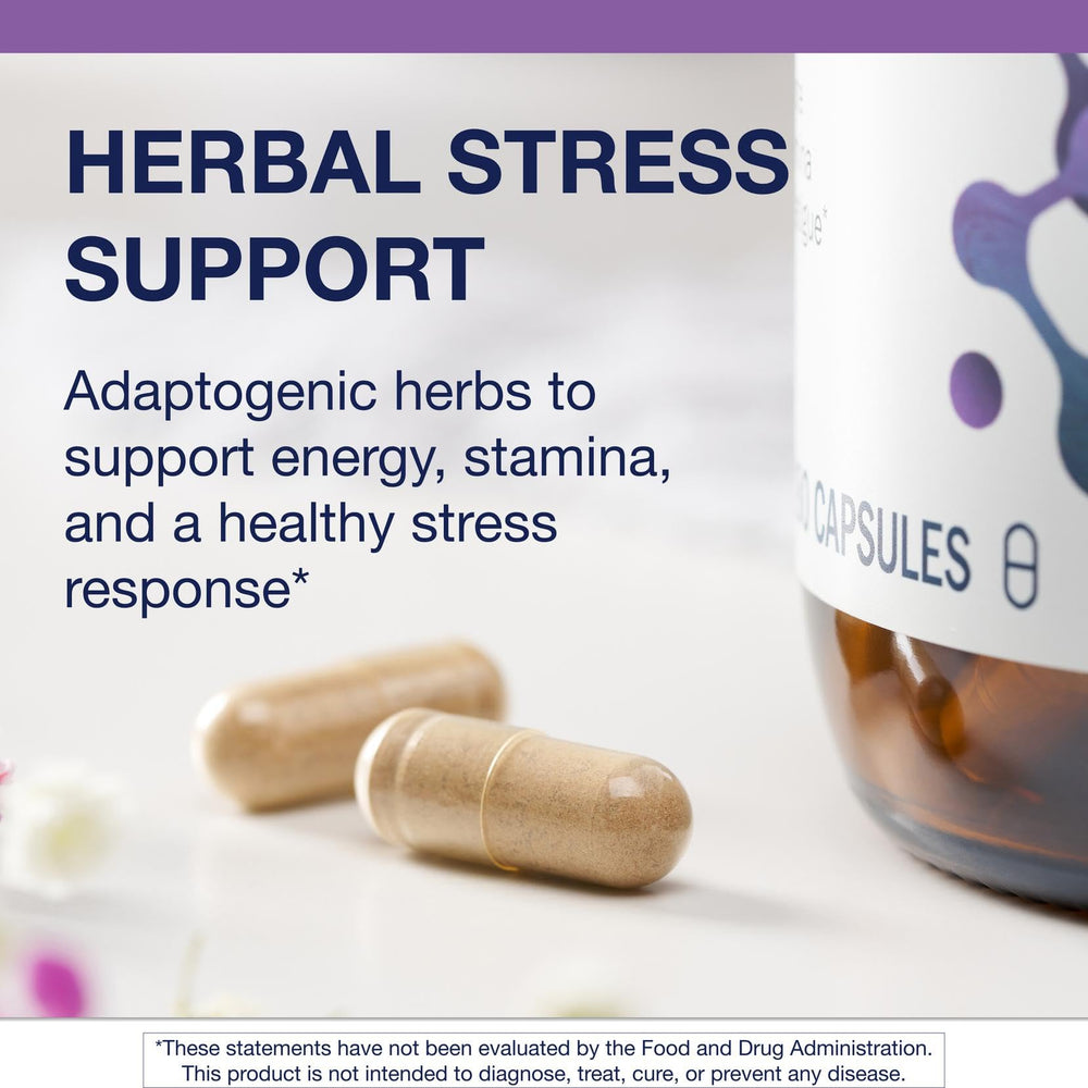 Metagenics Adreset bottle pour demonstrating easy daily use to support energy.