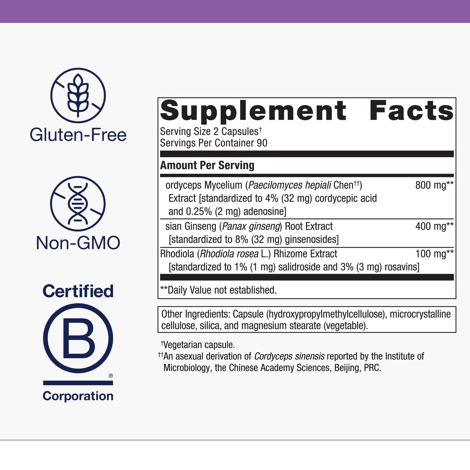 Metagenics Adreset box packaging showcasing clean, non-GMO, gluten-free credentials.