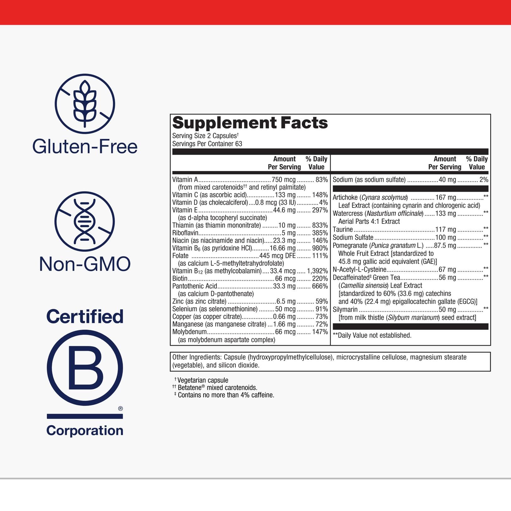 Metagenics AdvaClear ingredients blend highlighting methylated B12 and folate.