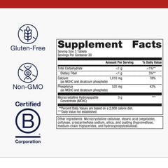 Mineral blend with magnesium shown with tablets for bone wellness.