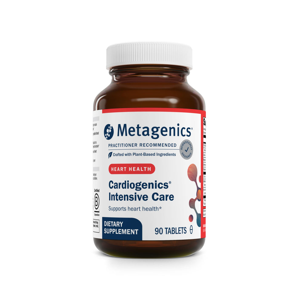 Metagenics Cardiogenics Intensive Care bottle front showing heart health support for daily use