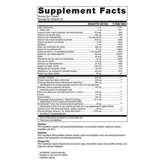 Metagenics Clear Change Daily Essentials label showing ingredients for gut support