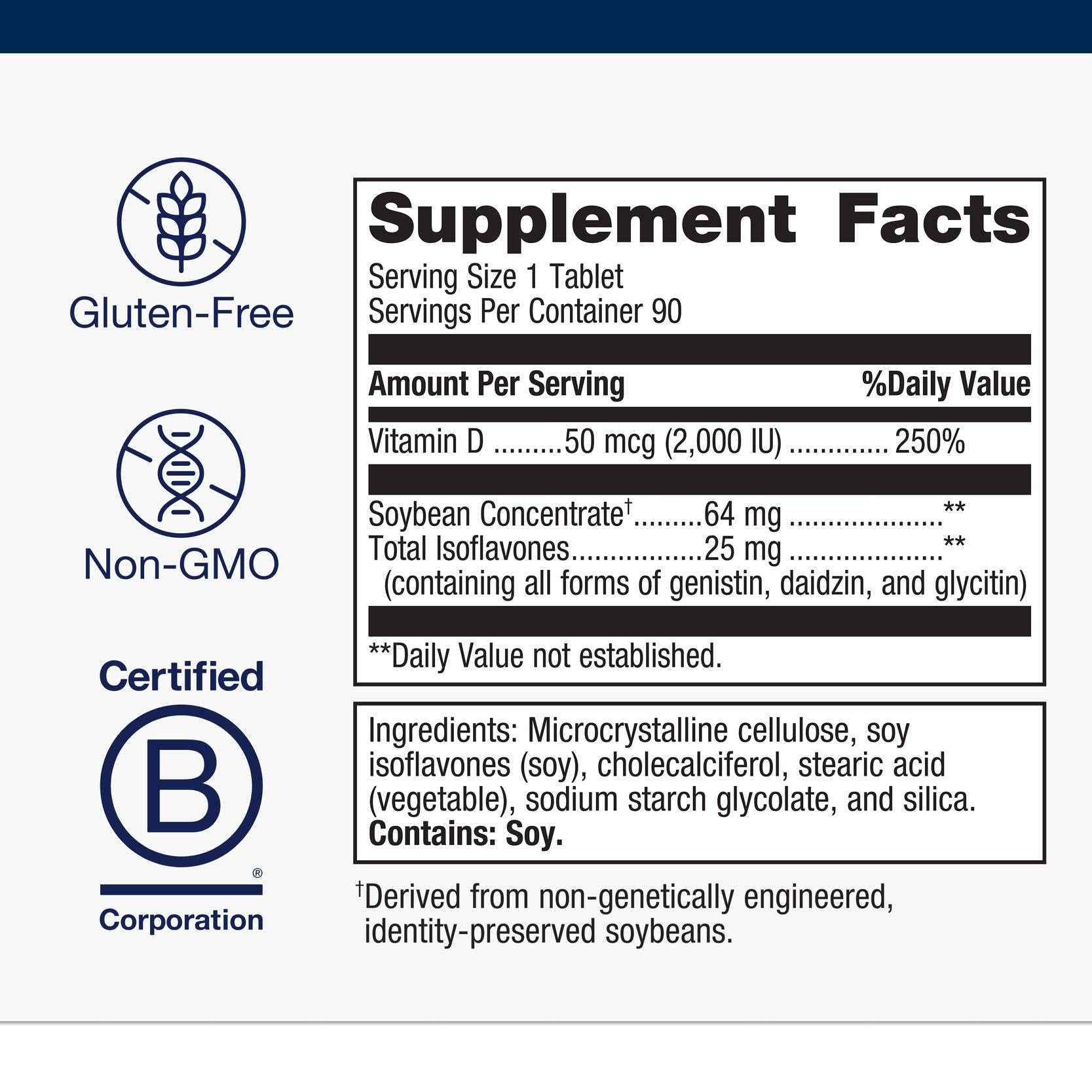 Metagenics D3 2000 IU with isoflavones illustrating absorption support