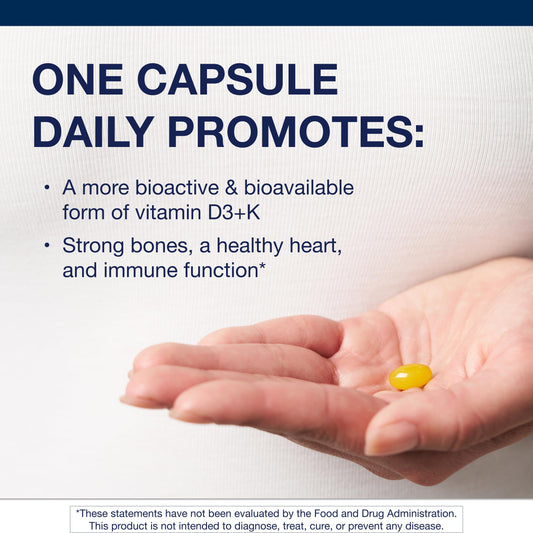 Closeup of Metagenics D3 + K2 softgel emphasizing capsule texture.