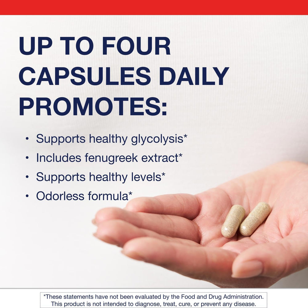 Metagenics Fenugreek Plus capsules close-up highlighting convenient daily nutrition