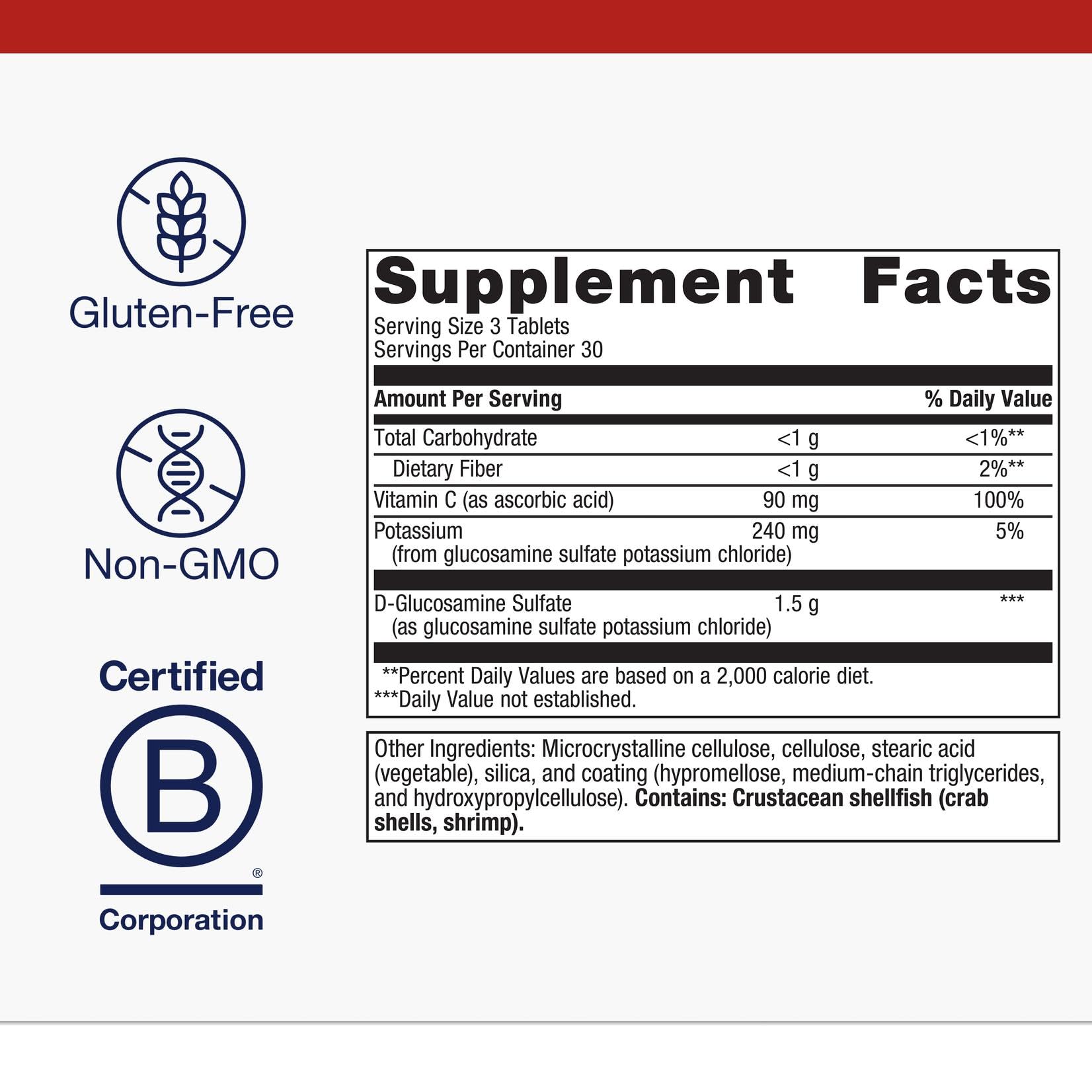Front of Metagenics Glucosamine Sulfate packaging emphasizing science-backed joint support.