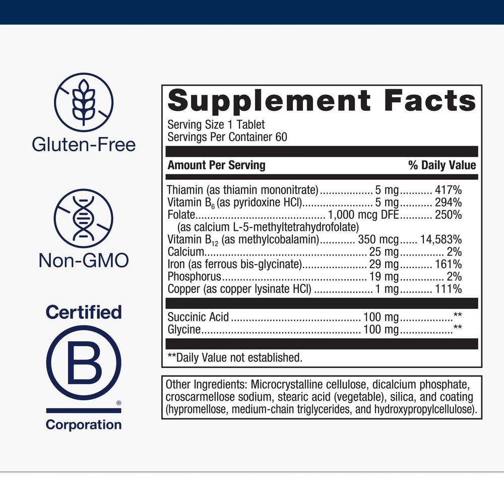 Hemagenics tablets pouring into hand, convenient daily iron supplement visual.