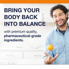 Glass of water with Metagenics Immune Active capsules for daily immune support.