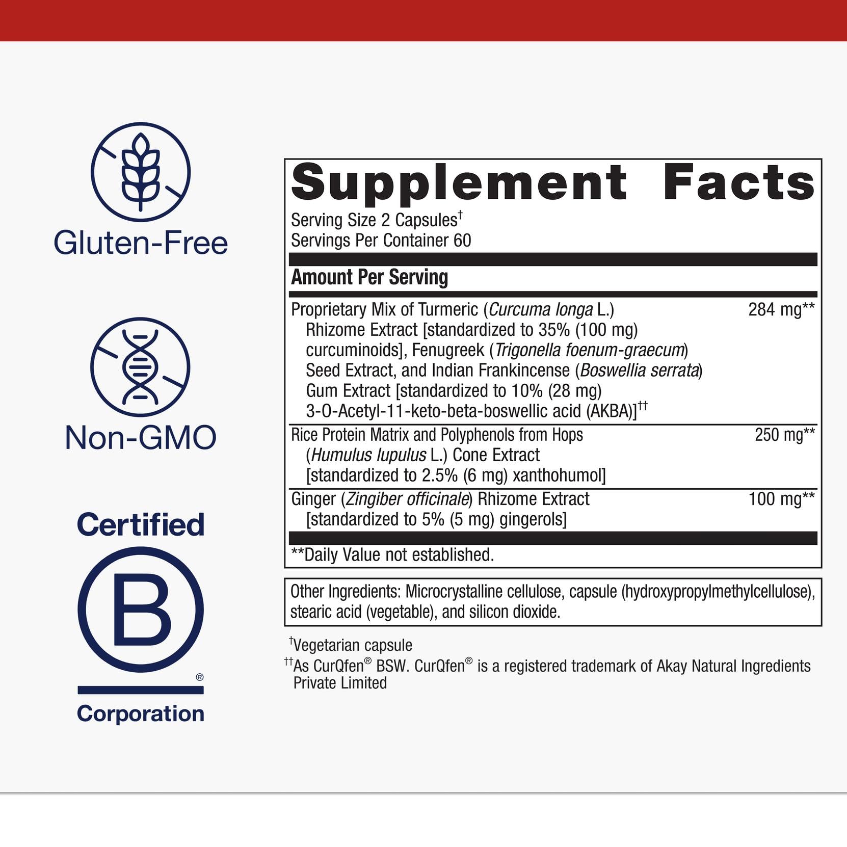 Metagenics Inflavonoid Intensive Care bottle shows boswellia and ginger