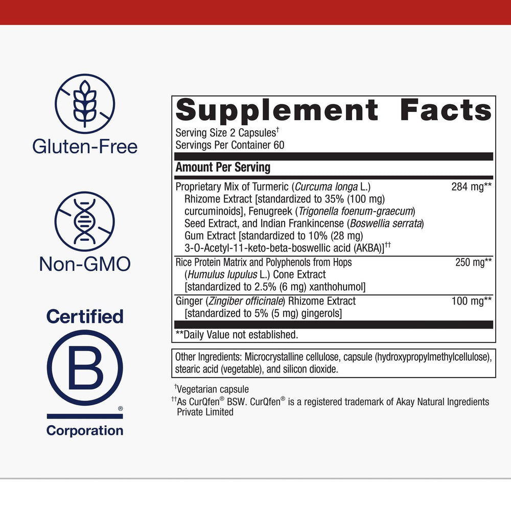 Metagenics Inflavonoid Intensive Care bottle shows boswellia and ginger