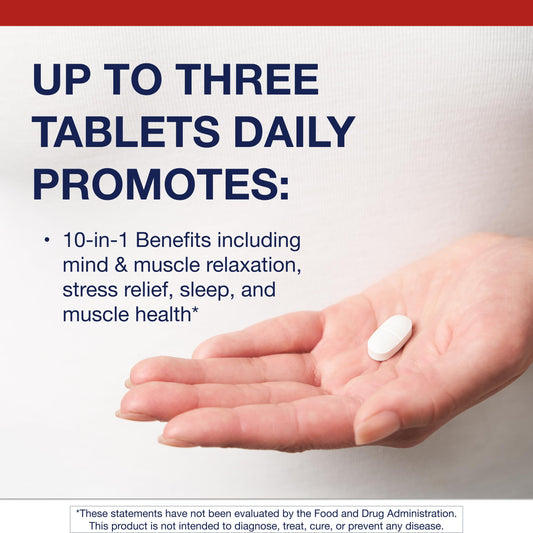 Closeup of Metagenics Magnesium Glycinate tablets, gentle on stomach for daily use