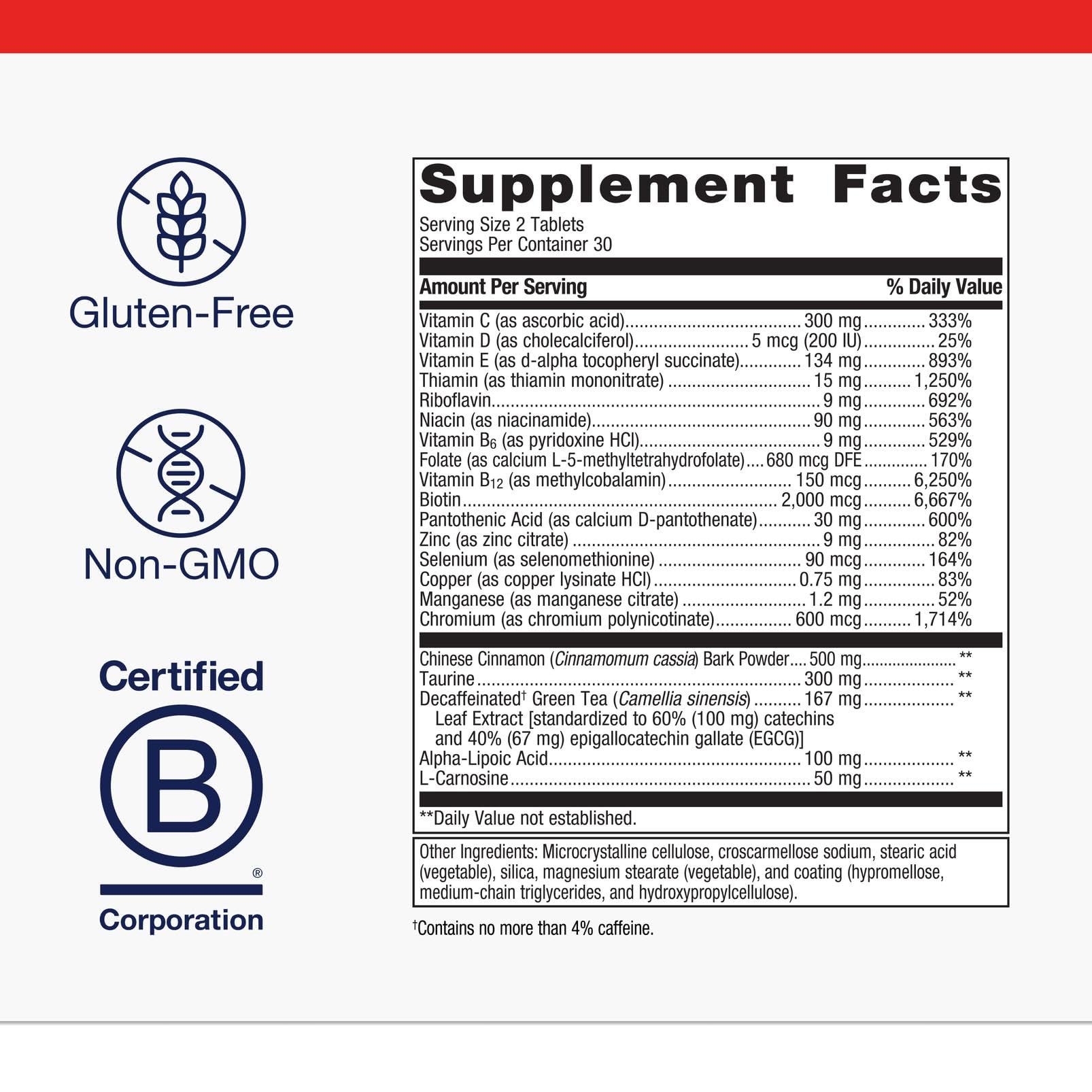 Metagenics MetaGlycemX tablets dosage guidance indicates two tablets daily