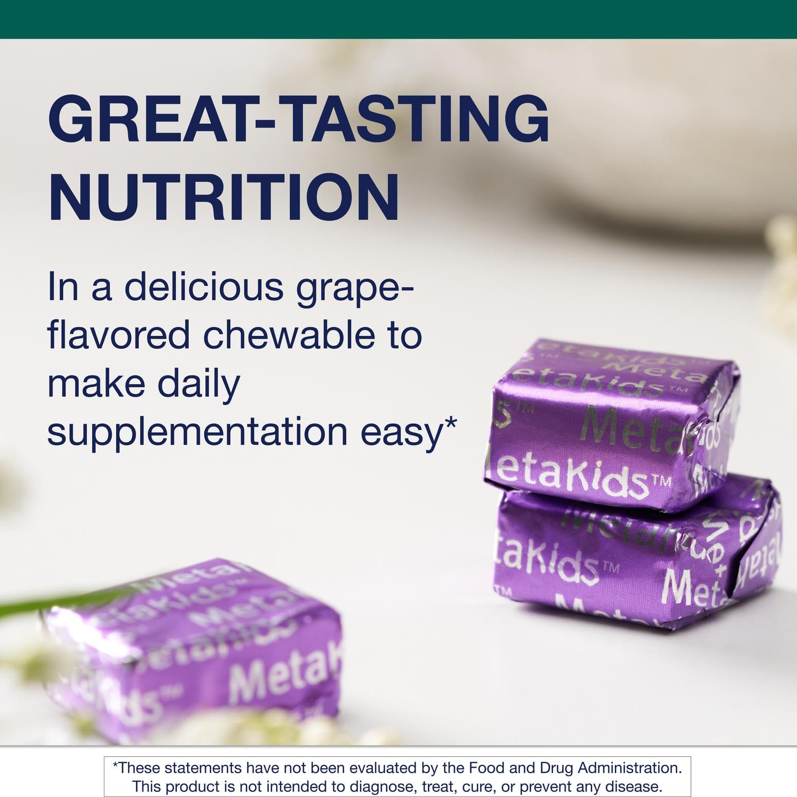 Metagenics MetaKids label detailing key vitamins and minerals