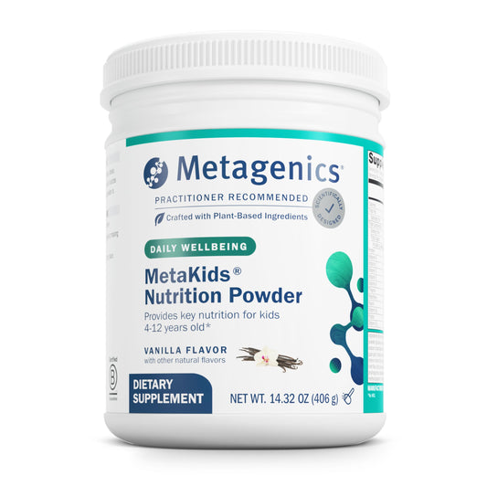 MetaKids vanilla powder mix dissolves smoothly in milk for a kid-friendly breakfast.
