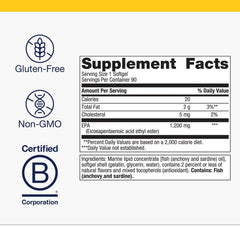 Metagenics OmegaGenics burpless formula label image indicating digestibility and value