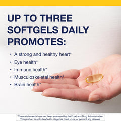Metagenics OmegaGenics softgels close-up highlighting pure capsules.