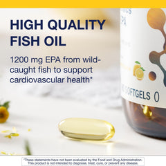 Metagenics OmegaGenics softgels closeup emphasizing enteric coating and freshness