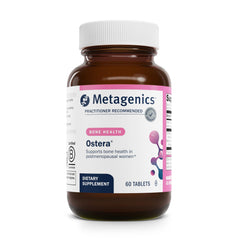 Metagenics Ostera bottle-front highlights bone health support for postmenopausal women