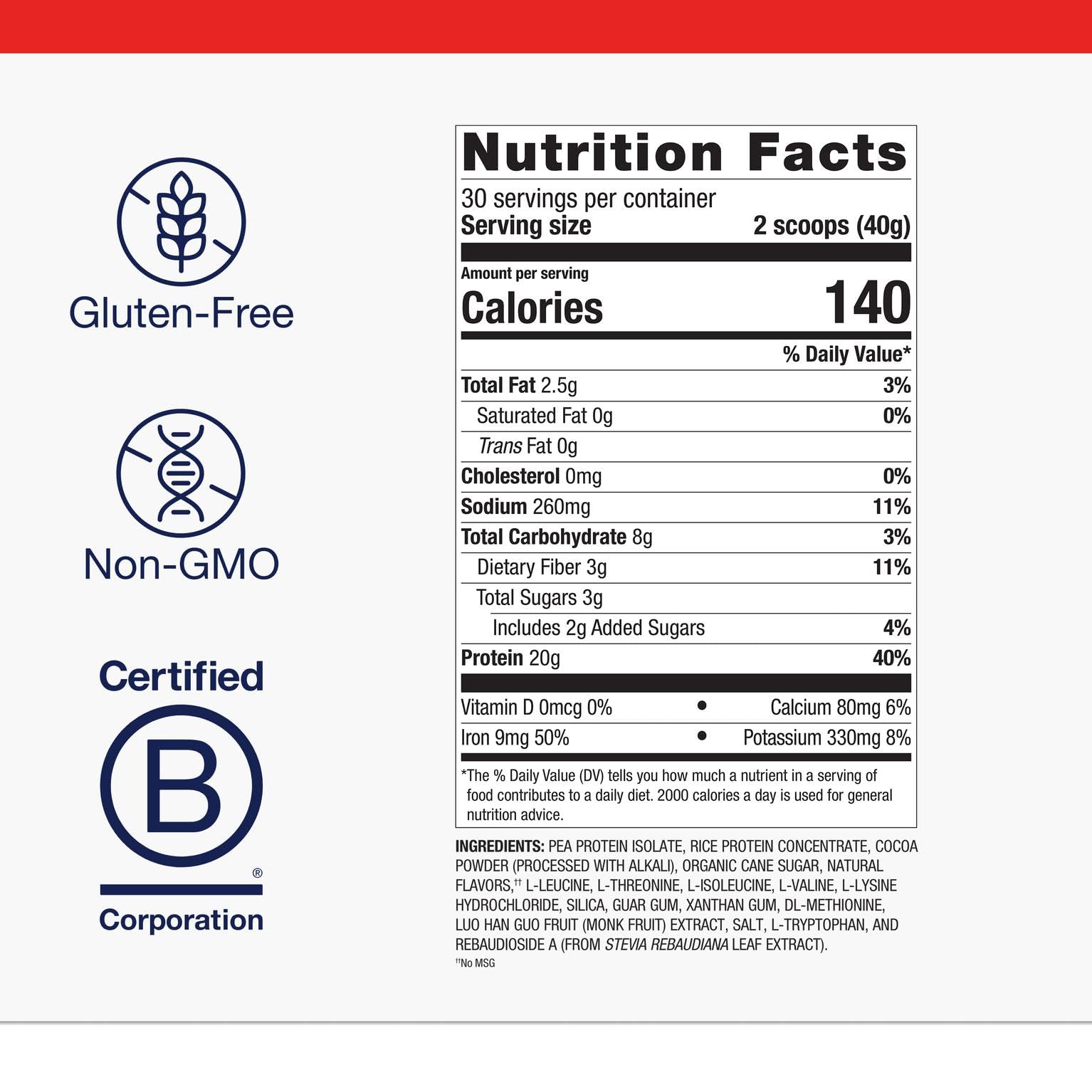 Close-up of the Metagenics label on the protein tub