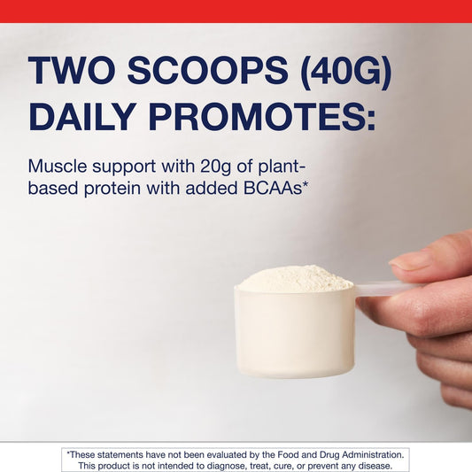Metagenics Perfect Protein Pea & Rice vanilla powder pour demonstrates smooth mixability and convenient nutrition.