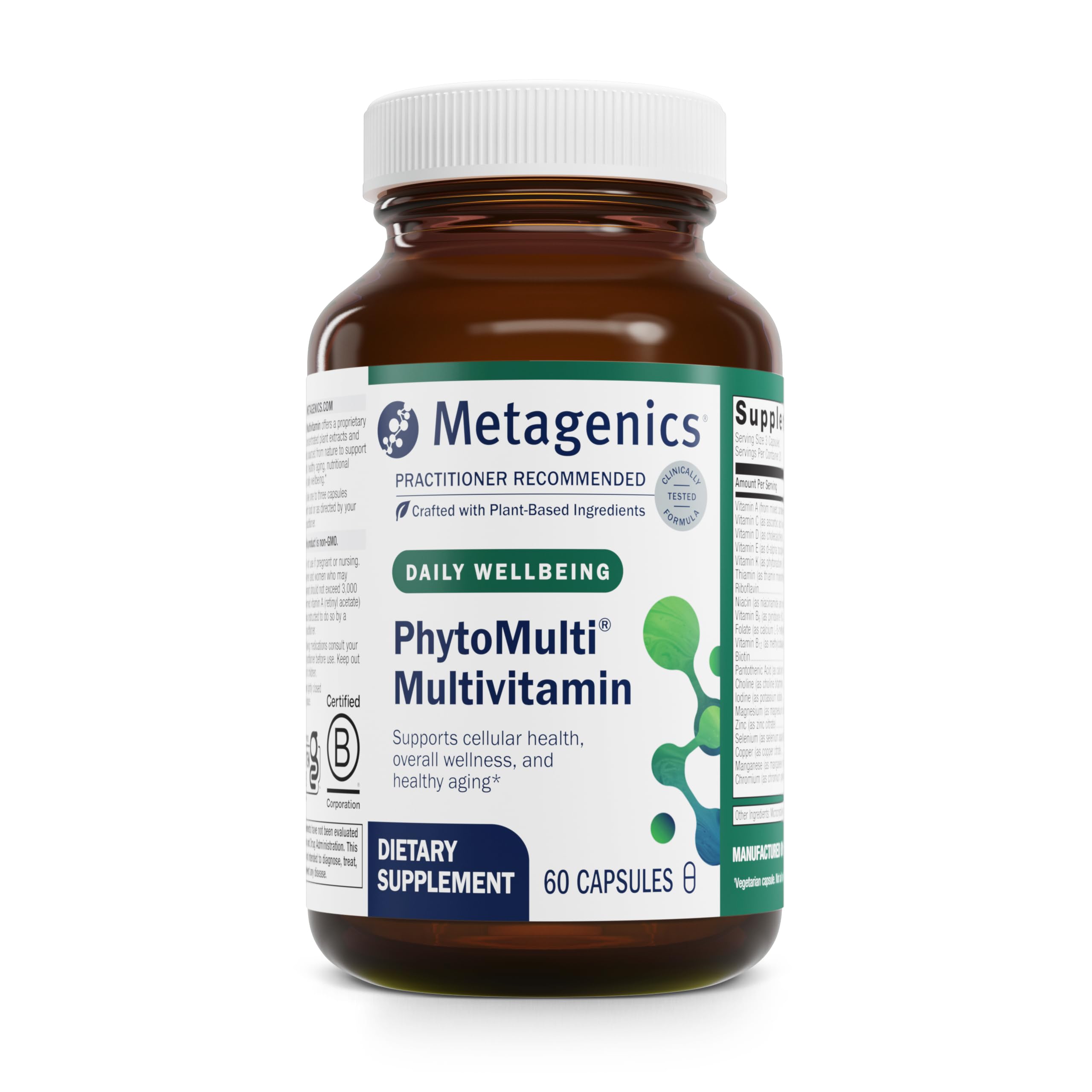 Metagenics PhytoMulti bottle packaging for daily wellness and energy support.
