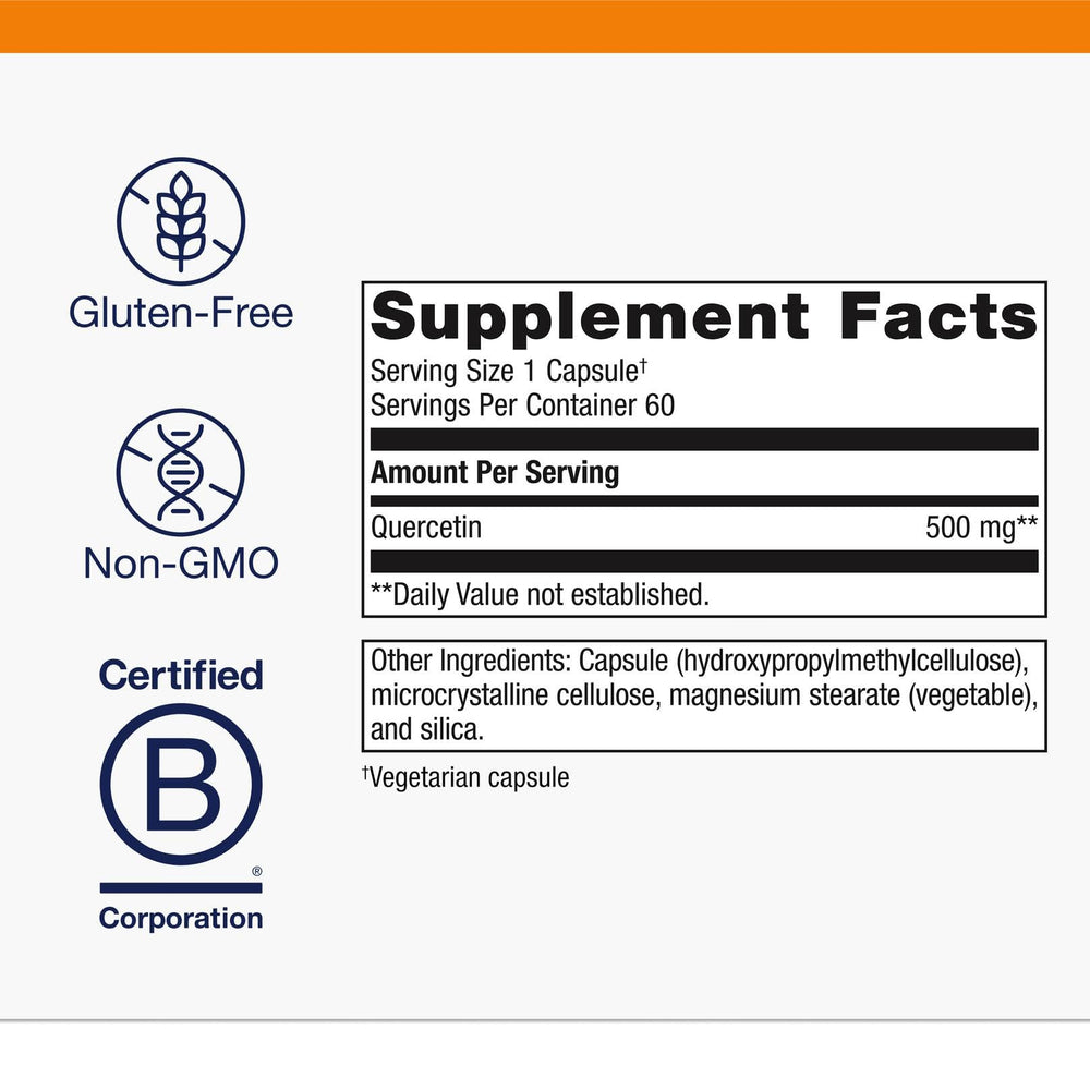 Metagenics Quercetin packaging full view displaying dosage and capsule count