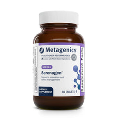 Metagenics Serenagen bottle front view highlighting stress-support formula.