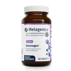 Metagenics Serenagen bottle-front view highlighting herbal stress support.