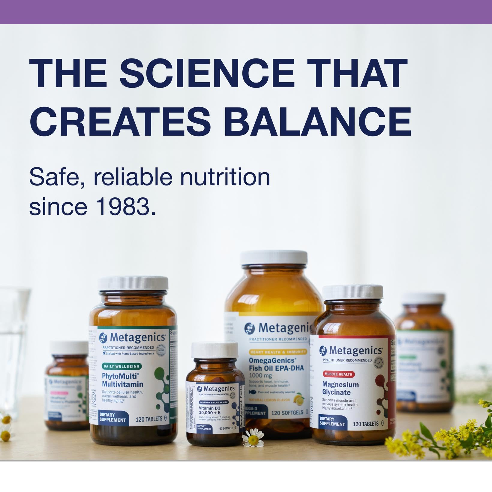 Metagenics Serenagen packaging box showcases product details and benefits.