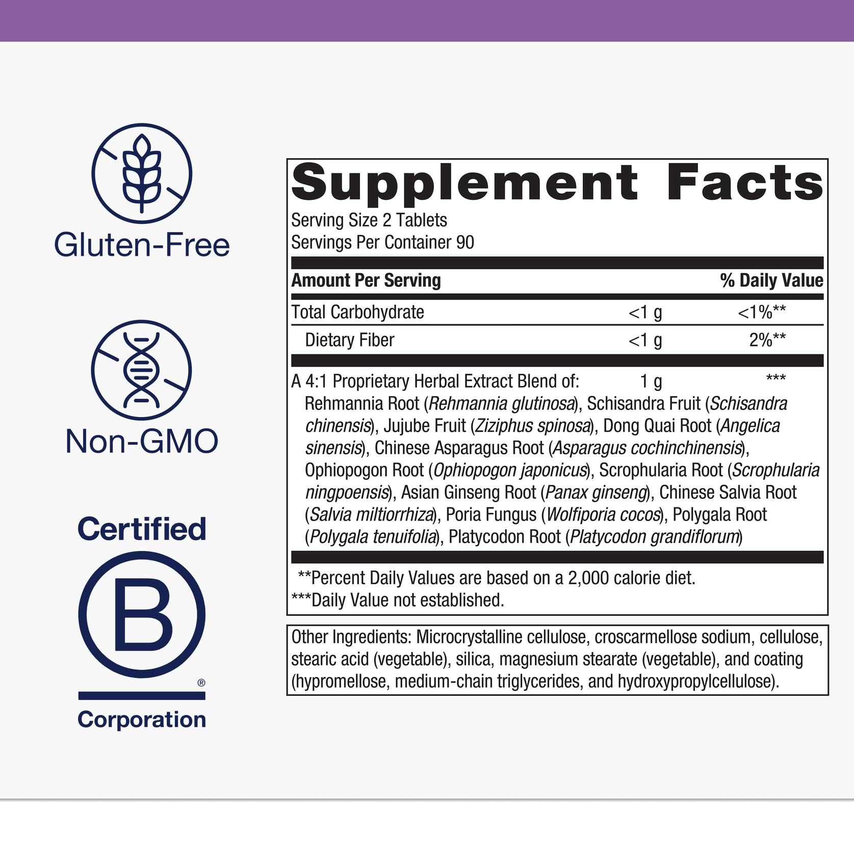 Metagenics Serenagen packaging side view with dosage information.