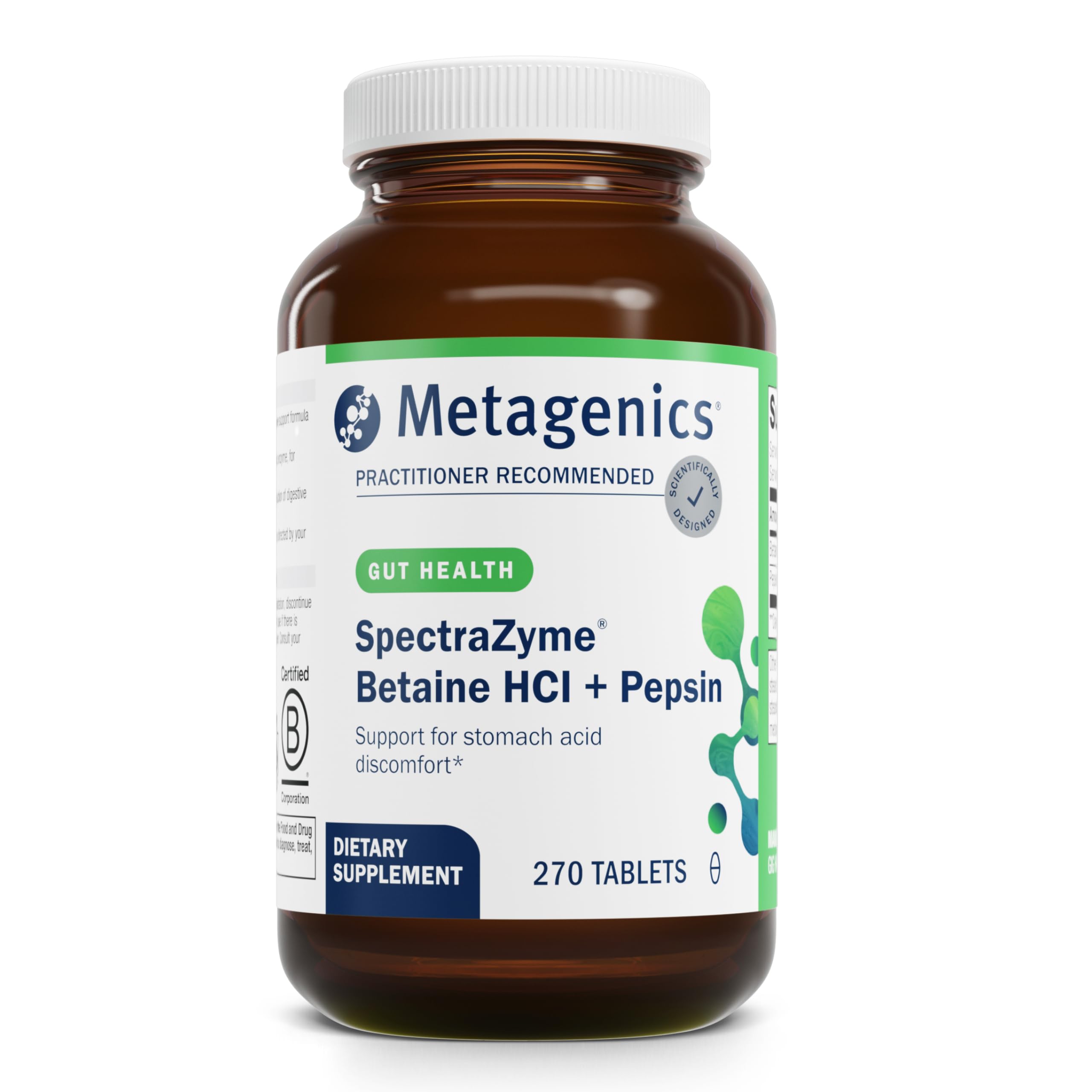 Metagenics SpectraZyme Betaine HCl bottle front view for digestive support