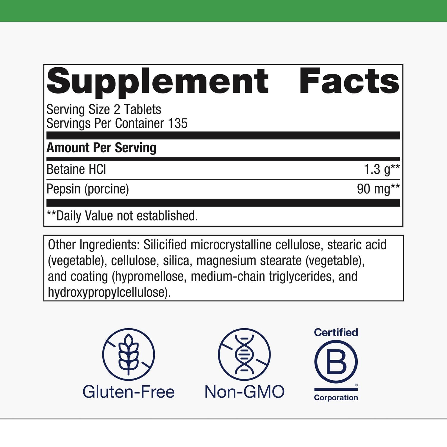 Metagenics SpectraZyme Betaine HCl box packaging communicates quality and standards