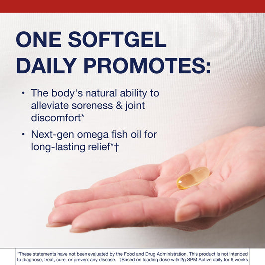 Metagenics SPM Active softgels close-up for a convenient one-daily dose.