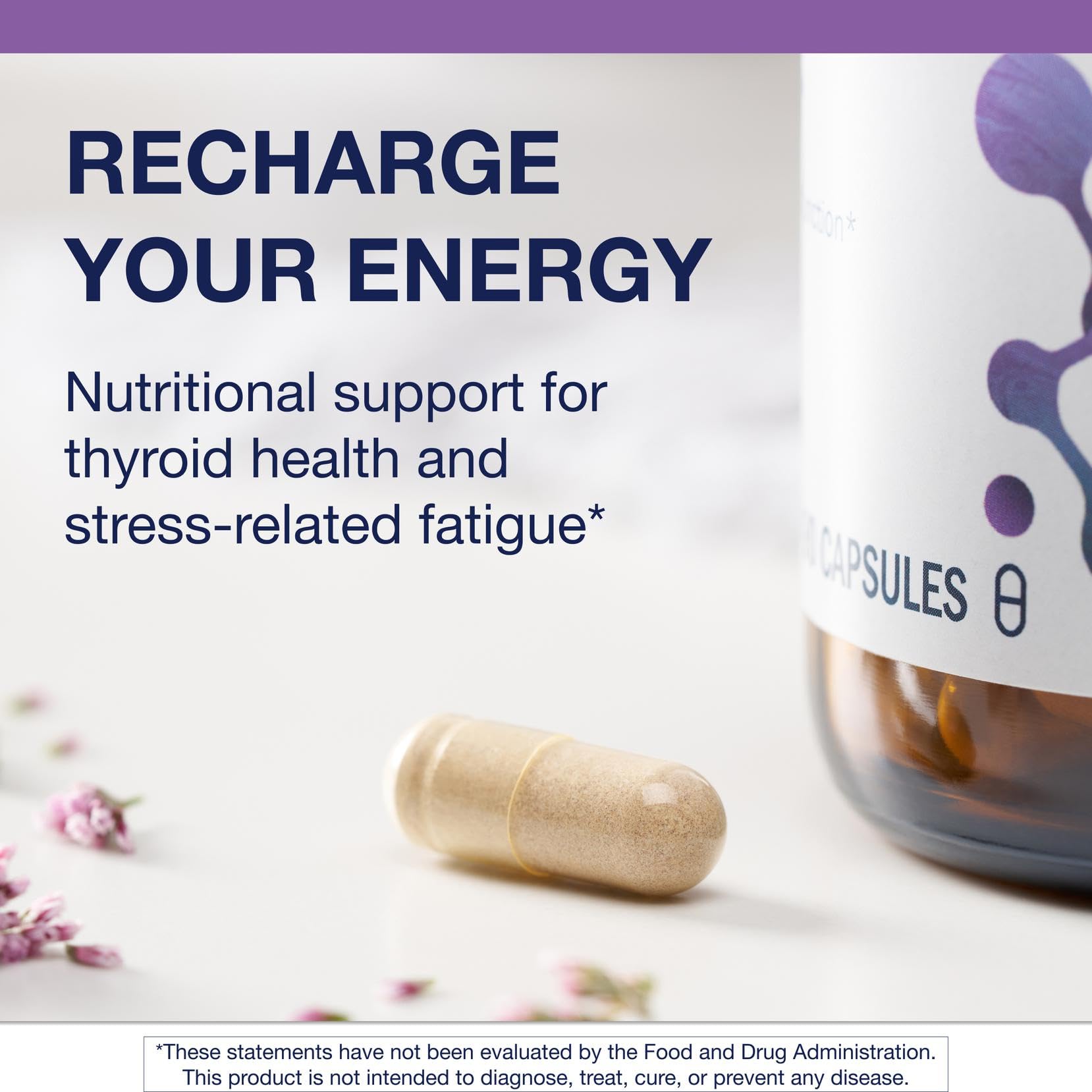 Metagenics Thyrosol box and bottle on kitchen counter for easy supplementation.