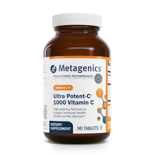 Metagenics Ultra Potent-C 1000 bottle label highlights high-potency vitamin C