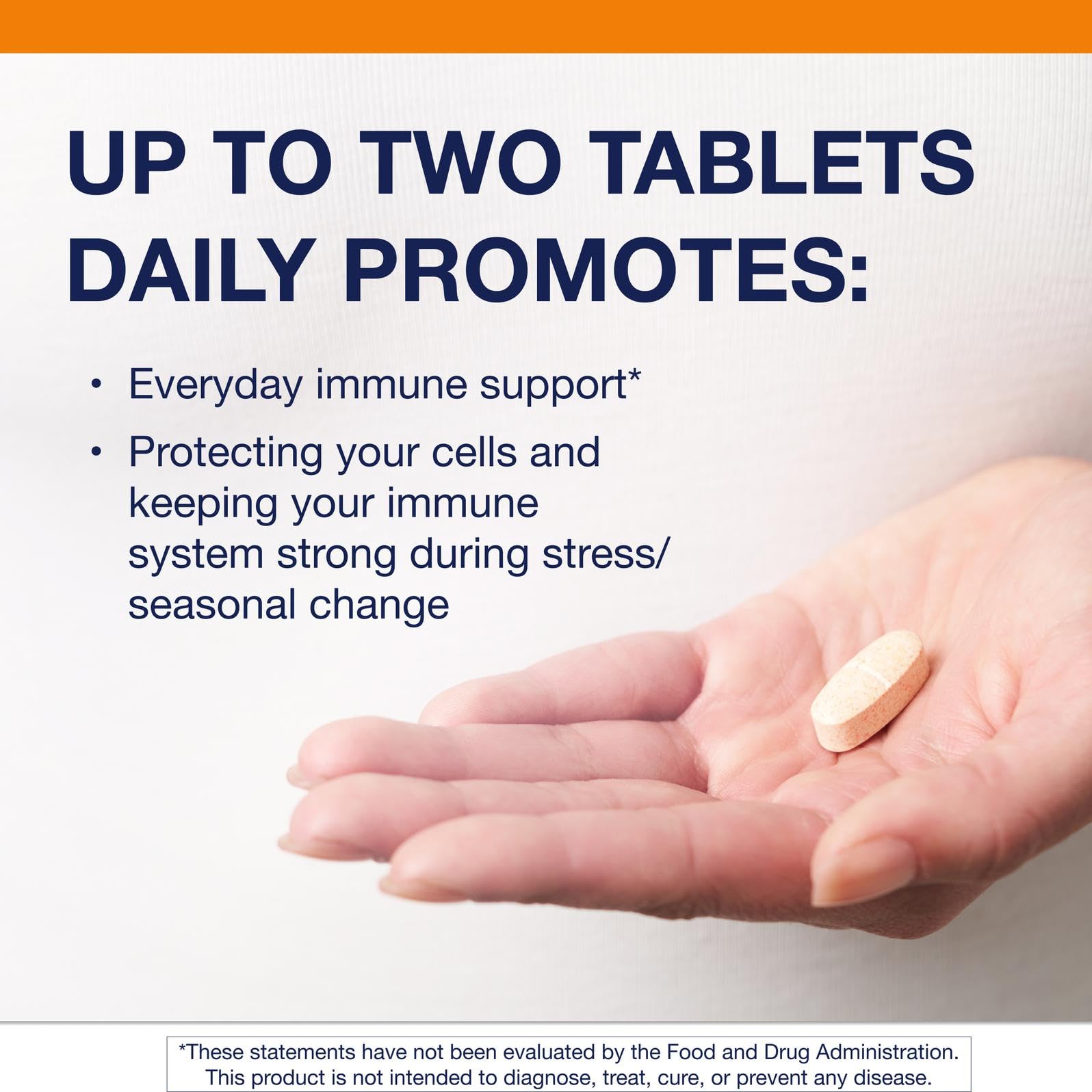 Close-up of Metagenics Ultra Potent-C 1000 tablets showing buffered formula for gentler use