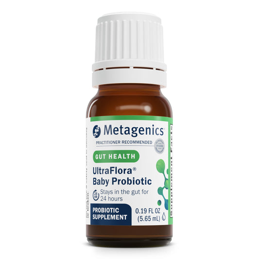 Metagenics UltraFlora Baby Probiotic dropper dispense for infants, supports daily routine