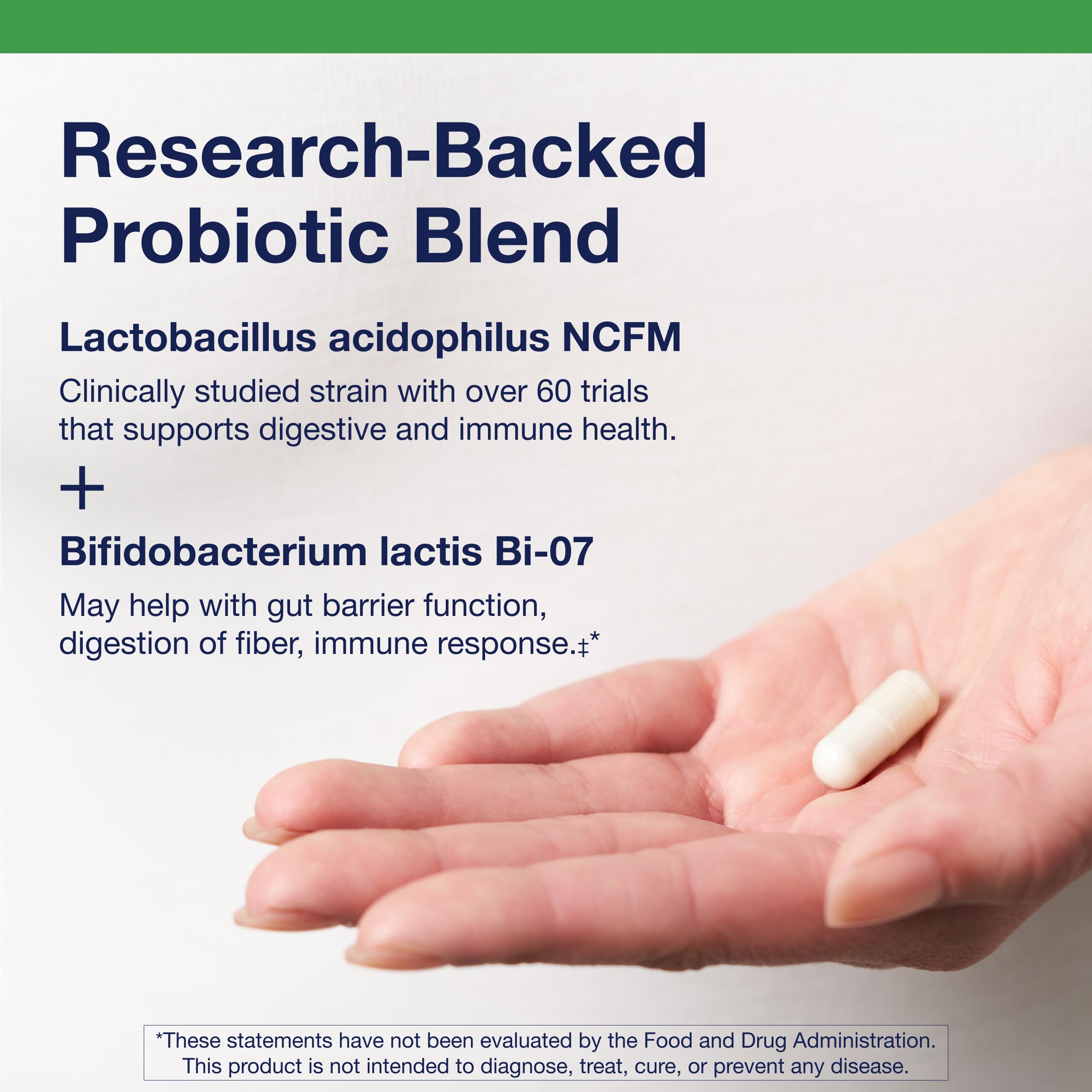 Metagenics UltraFlora Balance label detail communicates non-GMO and gluten-free formulation.