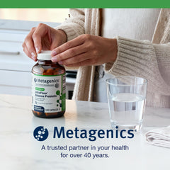 Metagenics UltraFlora Balance third-party testing seal conveys purity and potency.
