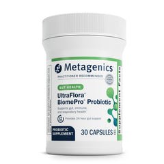 Metagenics UltraFlora BiomePro bottle front view for digestive support.