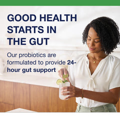 Metagenics UltraFlora IB packaging highlights non-GMO, gluten-free, vegetarian formula.