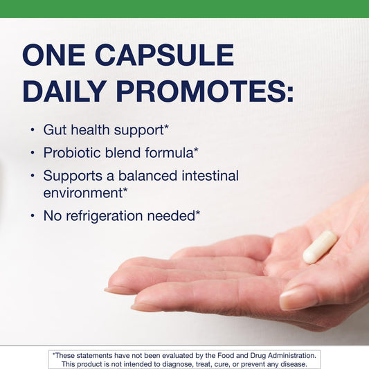 Close-up of UltraFlora Restore capsules for convenient shelf-stable use.