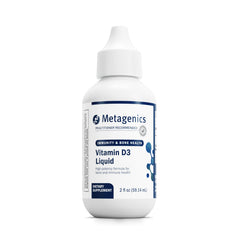 Metagenics Vitamin D3 Liquid bottle pour supports daily bone health and immune resilience