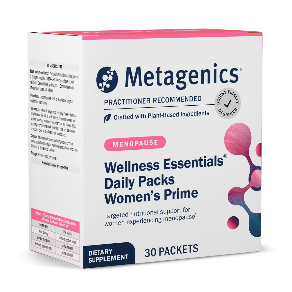Metagenics Women's Prime daily pack front view for on-the-go wellness