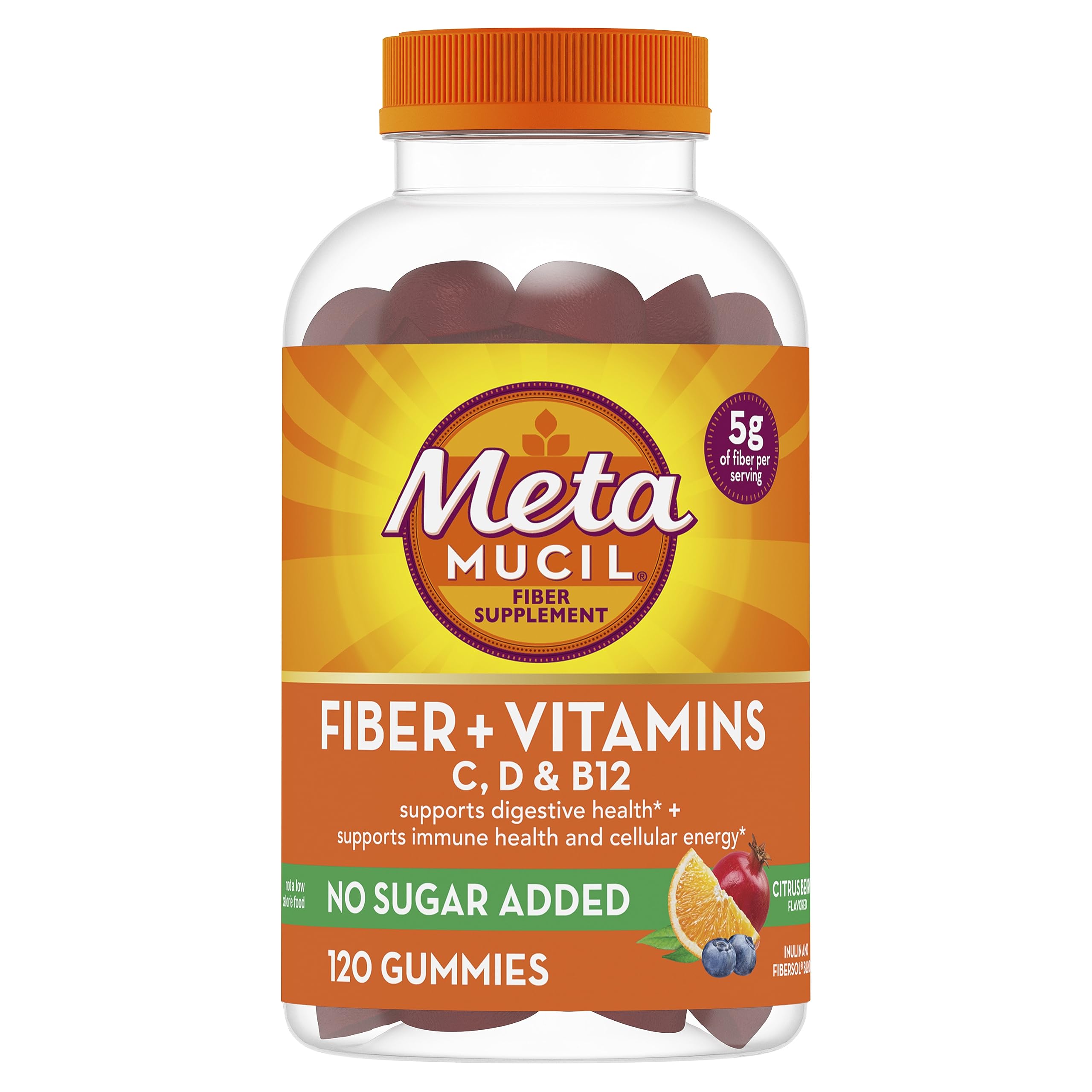 Metamucil fiber gummies citrus-berry bottle no sugar added daily fiber