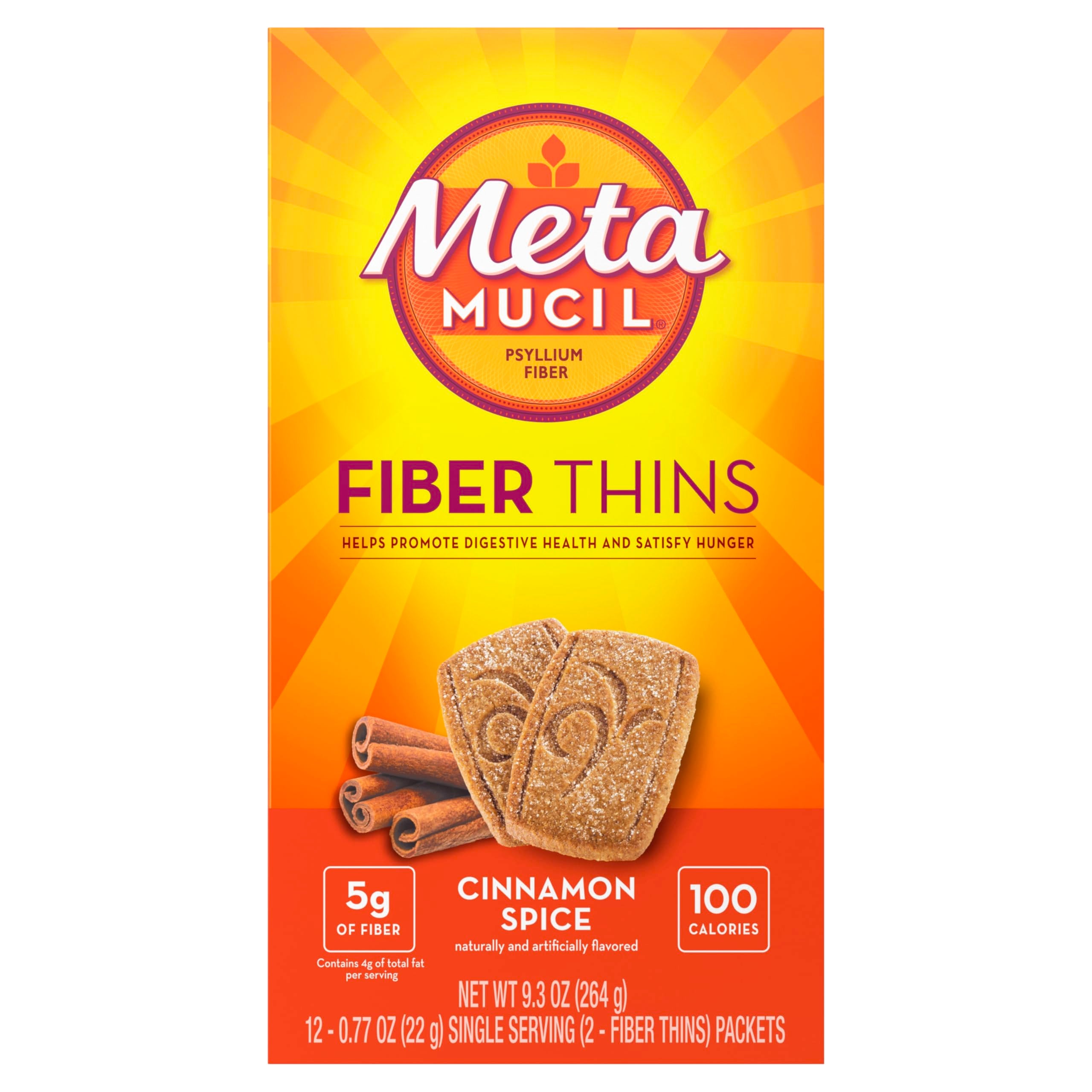 Metamucil Fiber Thins Cinnamon Spice dining on the go with a quick fiber option.