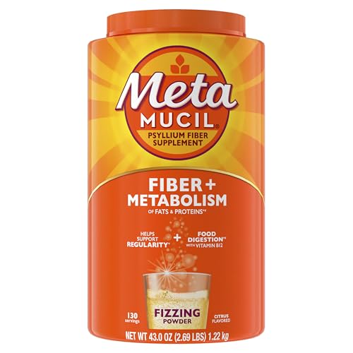 Finished citrus fizz Metamucil drink ready to enjoy for fiber support.
